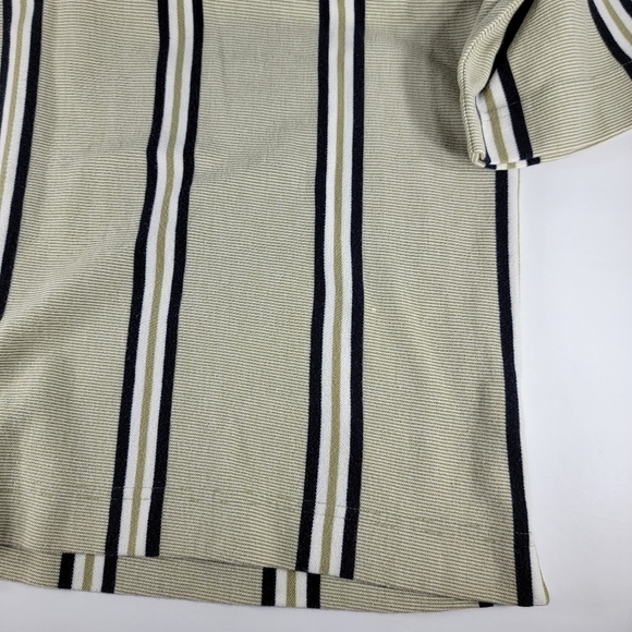 Cutter & Buck Mens Large Golf Polo Shirt Beige Blue Striped - Picture 6 of 6